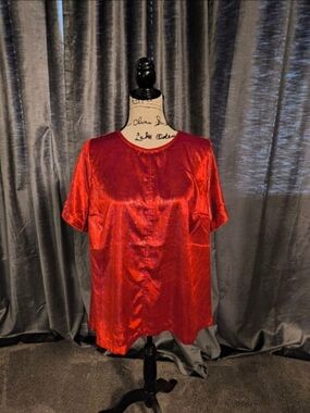 Lane Bryant Shiny Red Short Sleeve Blouse